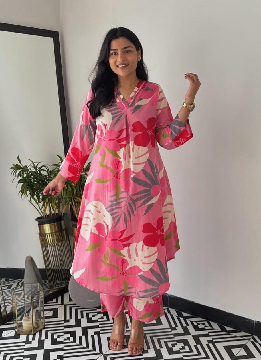 Blush Bloom – Jaipuri Floral 2-Piece Cotton Suit